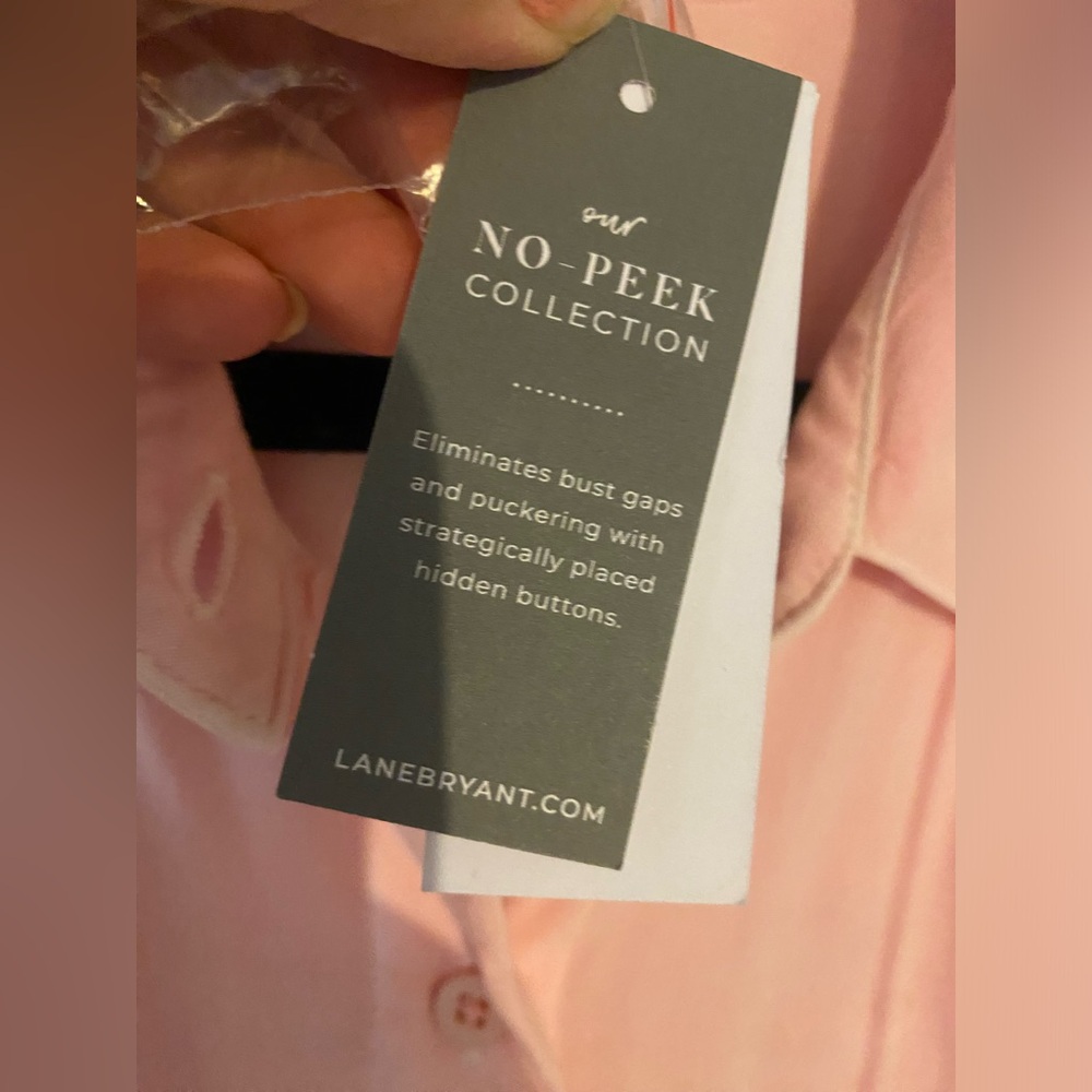 Lane Bryant New pink no-peek button up top size 20 collared blouse new with tags - Picture 5 of 7